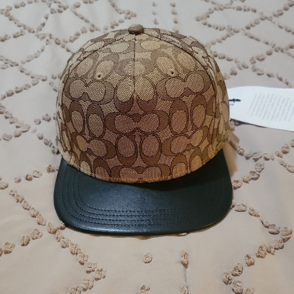 Coach Tan and Black Signature Cap